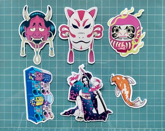 Japanese Culture Die-Cut Vinyl Sticker Set | Waterproof scratch-resistant Matte stickers | Japanese Stationery for Laptop, Notebook, Journal
