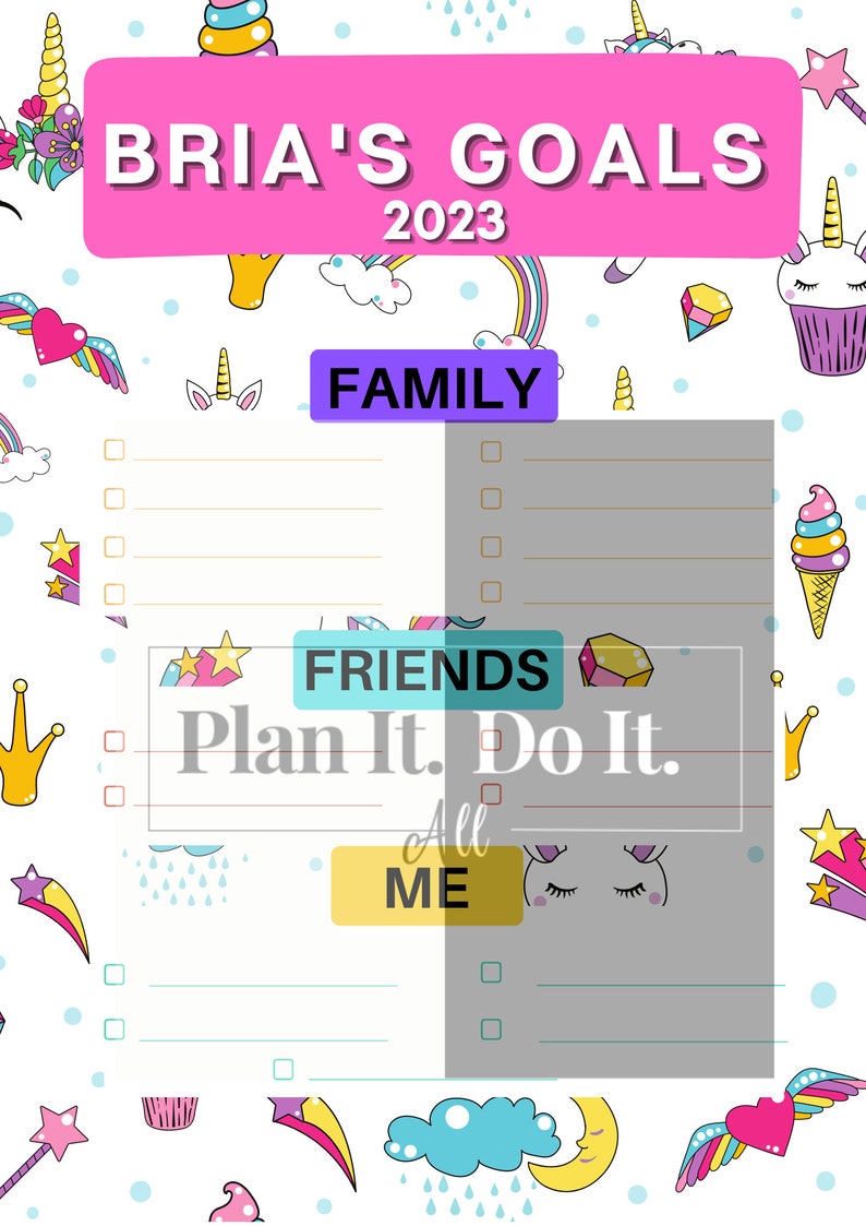 KIDS GOALS for 2023, Printable Pdf or Digital Download, Customizable