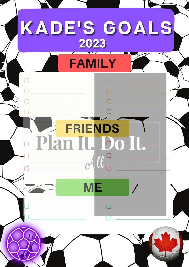 KIDS GOALS for 2023, Printable Pdf or Digital Download, Customizable