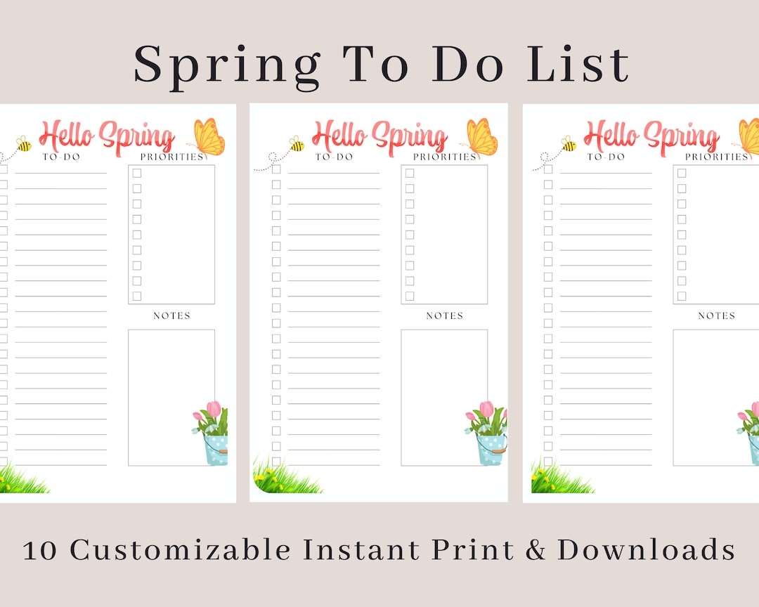 SPRING to Do List, Printable Pdf or Digital Download Checklist, to Do ...