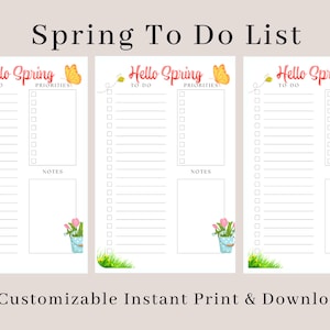 SPRING To Do List, Printable pdf or Digital Download Checklist, To Do List/Checklist Template for Spring, To Do Planner, Family List