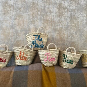 Cesta de paja personalizada, bolsas de despedida de soltera