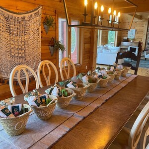 Panier de paille personnalisé, bolsas de ducha nupciales
