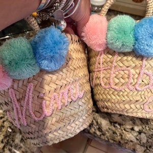 Panier de paille personnalisé, bolsas de ducha nupciales