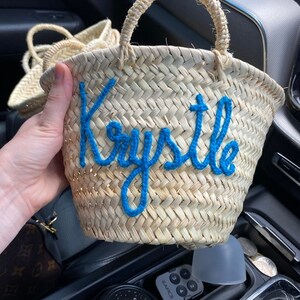 Panier de paille personnalisé, bolsas de ducha nupciales