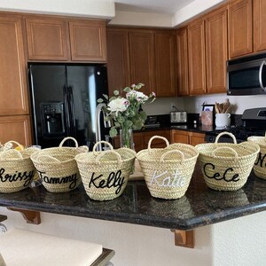 Panier de paille personnalisé, bolsas de ducha nupciales