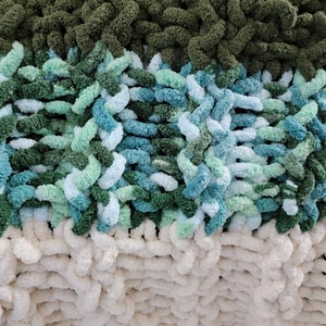 Throw Blanket twisted knit ribbed pattern Hand Knit Chunky Chenille