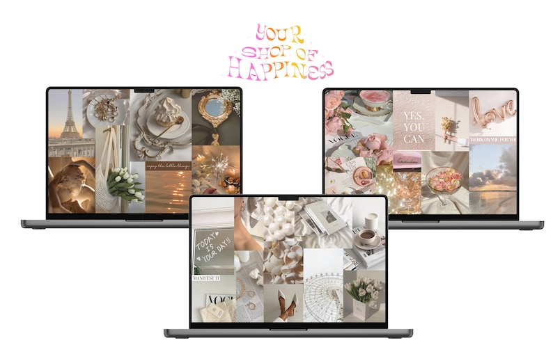 Set of 3 Aesthetic Collage Desktop Wallpaper / Laptop Wallpaper Collage/ Laptop Bundle Wallpaper Collage image 1