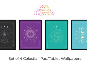 Celestial Magic iPad Wallpaper Bundle: Space, Sun, Moon (Digital Download)