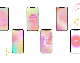Set of 6 Aesthetic inspiritional iPhone Wallpapers