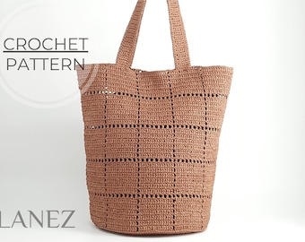 Bolso cubo de crochet PATRÓN PDF, Bolso de hombro tote de rafia, Patrón de bolso de base redonda de ganchillo fácil, Tutorial de bolso de mercado boho-chic de paja DIY