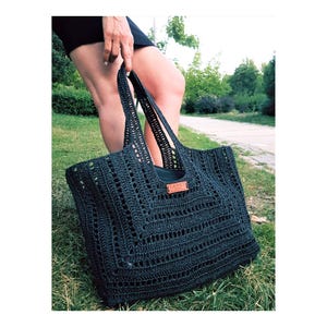 MOTIF au crochet : grand sac de plage en raphia torsadé DATCA, fourre-tout en filet, sac à main en paille, tutoriel PDF facile pour l'été