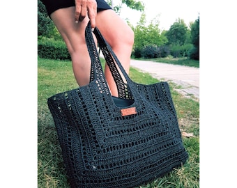Crochet PATTERN: DATCA Twisted Raffia Large Beach Bag, Net Shoulder Tote, Straw Shopper Handbag, Easy Summer Purse PDF Tutorial