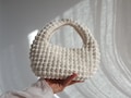 Crochet PATTERN: Aida Cotton Hobo Bag, Small Bobble Stitch Handbag, PDF\/Video Bag Tutorial, DIY Women Summer Purse