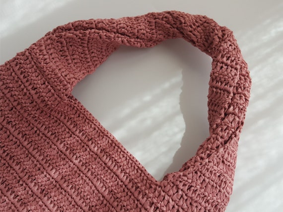 Crochet PATTERN: ALICE Twisted Handle Hobo Bag Pattern, Raffia