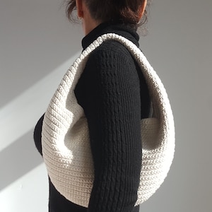 MOTIF au crochet, modèle de sac hobo en coton Selena, sac à bandoulière lune, sac à main rond au crochet, sac oeuf tissé, sac à main femme bricolage, cadeau pour elle