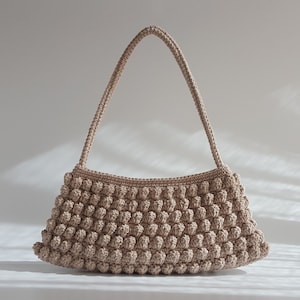 Häkelanleitung, Emilia Baguette Tasche, Anleitung für kleine Handtaschen, DIY Gewebte Frauen Geldbörse, Baumwolle Sommer Umhängetasche, Geschenk für Sie