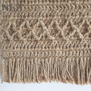Crochet PATTERN, Jute Rectangular Fringed Area Rug, Rattan Runner, Hemp ...