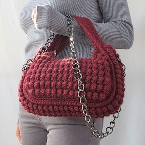 Häkelanleitung Lucie Wolle/Baumwolle Handtasche, Umhängetasche, DIY Tasche PDF Anleitung, Handgemachte gewobene Frauen Geldbörse, Sommer/Winter Tasche, Geschenk für Sie