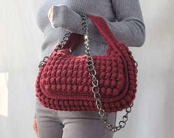 Crochet PATTERN: LUCIE Wool/Cotton Handbag, Easy Shoulder Bag Tutorial, Summer/Winter Purse Pdf/Video/Digital Tutorial