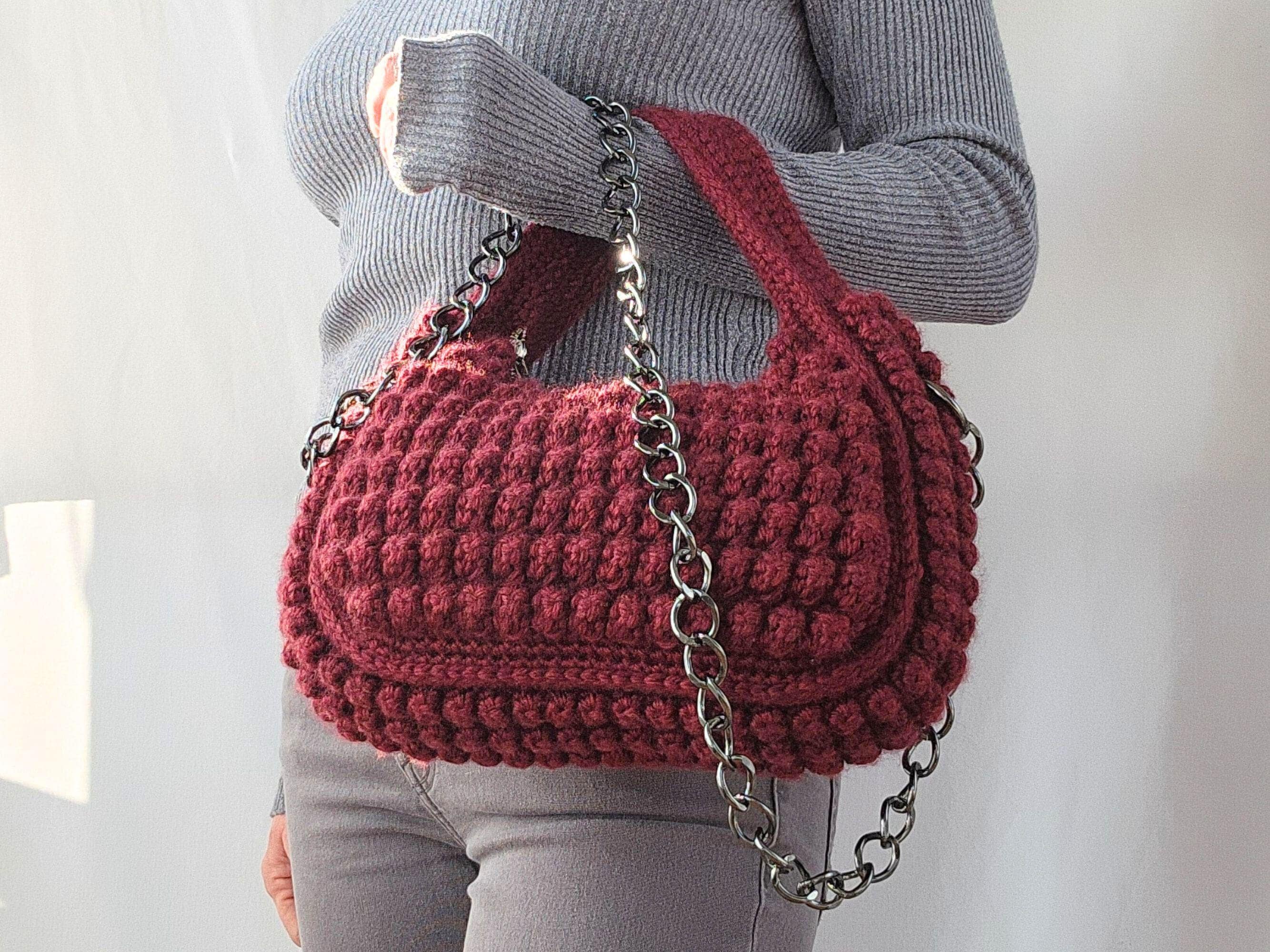 Crochet PATTERN: Lucie Wool/cotton Handbag, Easy Shoulder Bag