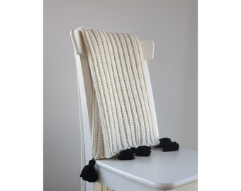 Crochet PATTERN, LIMA Chunky Blanket Pattern with Tassels, Easy Ribbed Texture Afghan, Throw Blanket PDF, Make Any Size, Crochet Gift