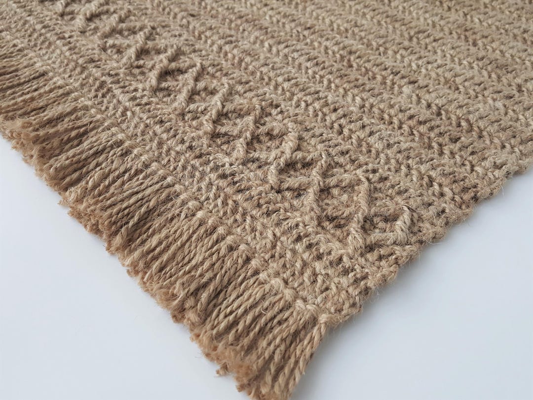 Crochet Rug PATTERN, Jute Rectangular Fringed Runner, Flor Throw, Door ...