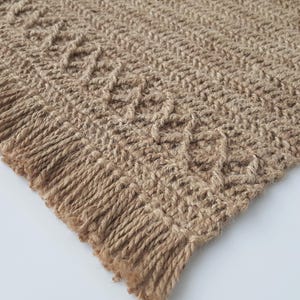 Crochet PATTERN, Jute Rectangular Fringed Area Rug, Rattan Runner, Hemp Throw Floor Rug, Door Mat, Home Décor, Housewarming - Holiday Gift