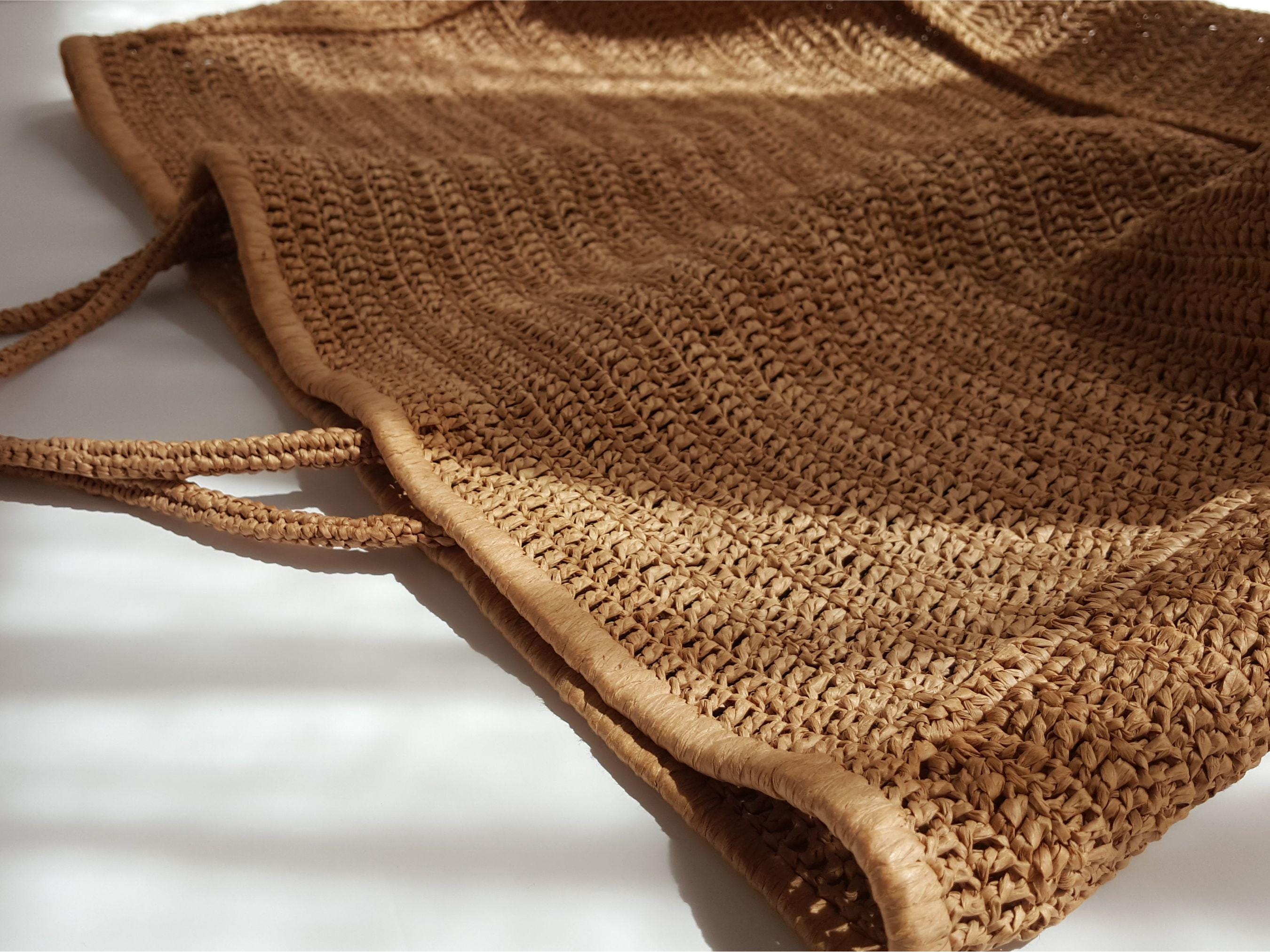 Borsa Spiaggia Uncinetto SUOSDEY – Tracolla Boho Grande 40x60 Cm, Marrone, Leggera E Pieghevole