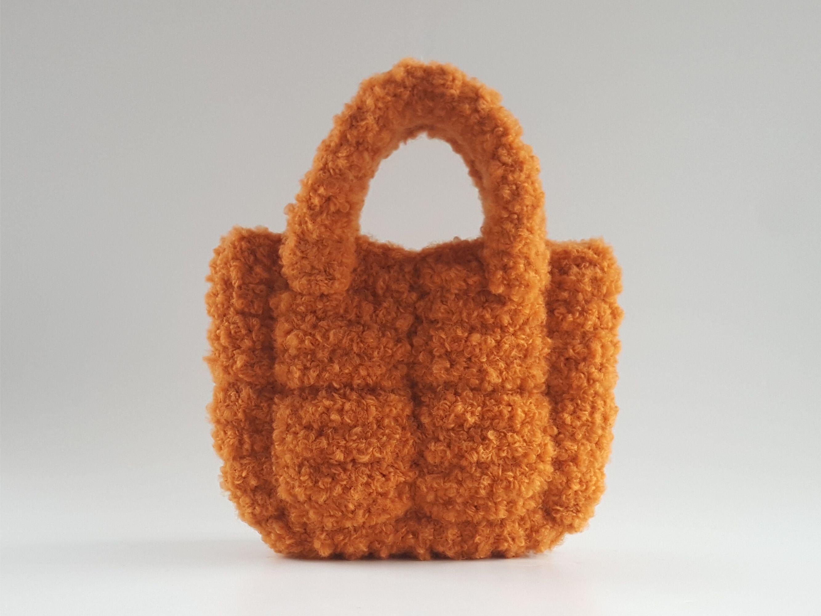 Crochet PATTERN: NOLA Furry Tote Bag Pattern, Fluffy Wool Handbag