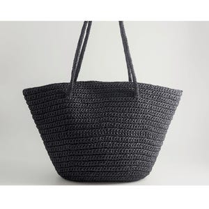 PATRÓN DE GANCHILLO: Bolso de rafia con base ovalada SANDRA, Tutorial fácil de bolso, Bolso de paja para verano, Bolso de playa con hombro (PDF)