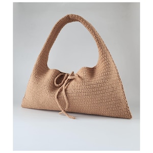 MOTIF de sac hobo au crochet : fourre-tout Zoe en coton avec fermeture à nouer, sac à main triangulaire Pdf/tutoriel vidéo (téléchargement numérique)