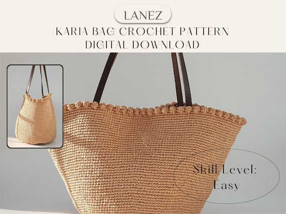 かぎ針編みビーチバッグのパターン：KARIA ラフィアバスケットトート