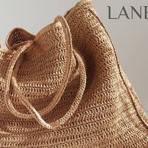 Crochet Bag PDF PATTERN, Raffia XL Soft Beach Bag, Oversize Slouchy Straw Summer Handbag, Easy Extra Large Tote Tutorial, Shoulder Bag image 3
