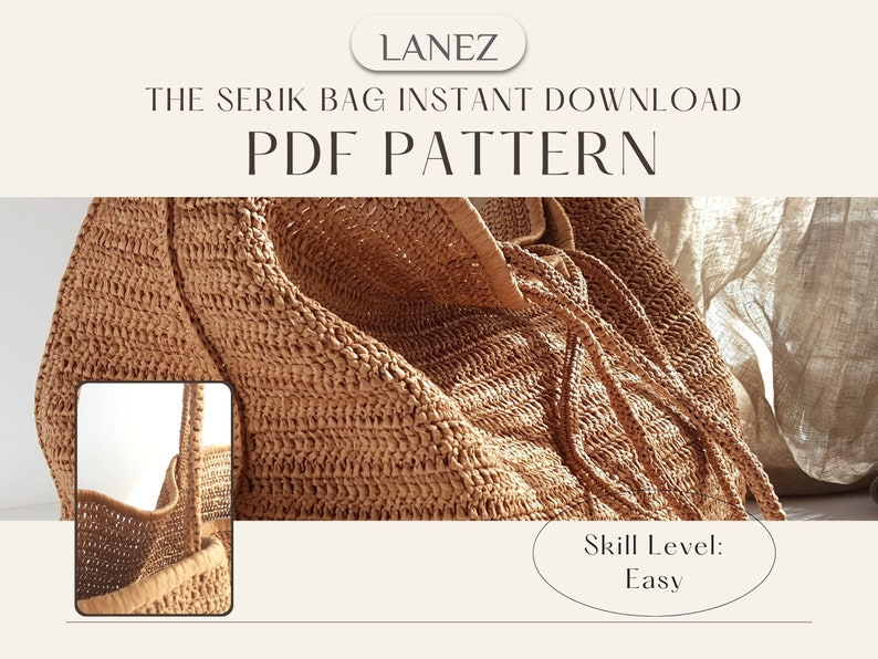 Crochet Bag PDF PATTERN, Raffia XL Soft Beach Bag, Oversize Slouchy Straw Summer Handbag, Easy Extra Large Tote Tutorial, Shoulder Bag image 2