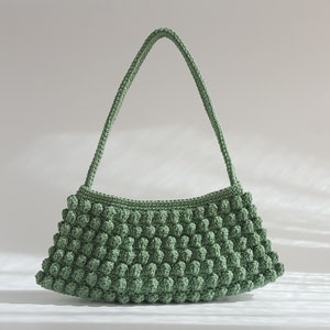 Häkelanleitung, Emilia Baguette Tasche, Anleitung für kleine Handtaschen, DIY Gewebte Frauen Geldbörse, Baumwolle Sommer Umhängetasche, Geschenk für Sie