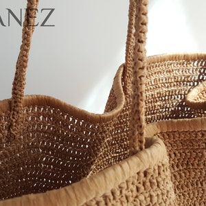 Gehäkelte Tasche PDF MUSTER, Raffia XL Weiche Strandtasche, Oversize Slouchy Stroh Sommer Handtasche, Easy Extra Large Tote Tutorial, Umhängetasche Bild 5