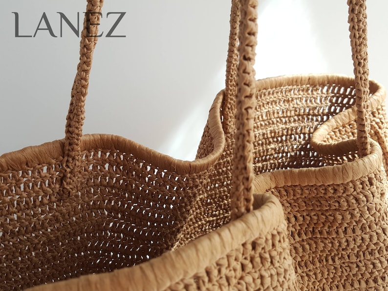 Crochet Bag PDF PATTERN, Raffia XL Soft Beach Bag, Oversize Slouchy Straw Summer Handbag, Easy Extra Large Tote Tutorial, Shoulder Bag image 5