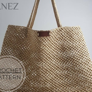 Häkelanleitung, Markttasche aus Raffia Mesh, Einkaufstasche aus Bast, Einkaufstasche Handtasche gehäkelt, Einkaufstasche PDF, Schultertasche, Geschenk für Sie