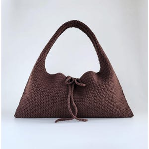MOTIF de sac hobo au crochet : fourre-tout Zoe en coton avec fermeture à nouer, sac à main triangulaire Pdf/tutoriel vidéo (téléchargement numérique)