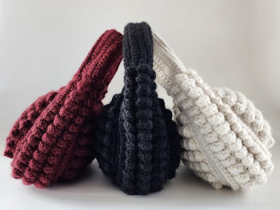 Crochet PATTERN: LUCIE Wool/cotton Handbag, Easy Shoulder Bag