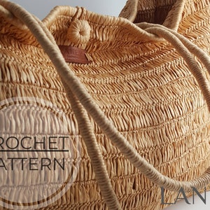 Crochet Bag PDF PATTERN, Raffia Beach Bag, XL Straw Summer Tote, Long Handle Market Bag, Extra Large Shoulder Bag Tutorial, Oversize Handbag