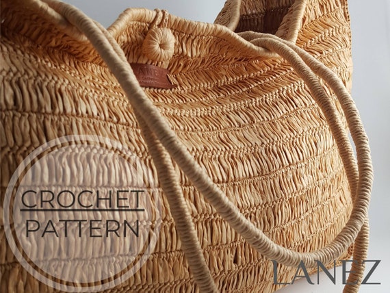 Summer Large Straw Tote Shoulder Bag Round Handmade Crochet