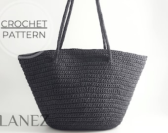 Gehäkelte Tasche PDF MUSTER, Ovale Basis Raffia Korbtasche, lange Henkel Stroh Tasche, einfache DIY Handtasche Tutorial, Sommer Umhängetasche, Strandtasche