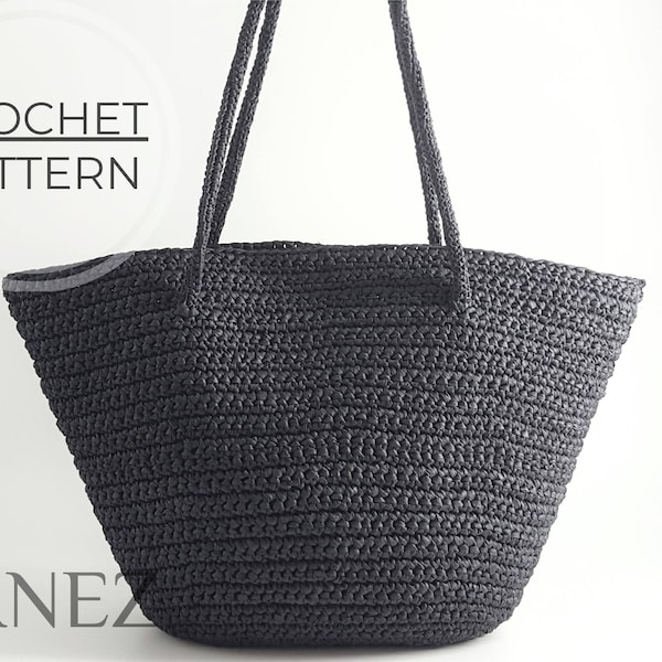 Crochet Bag PDF PATTERN, Oval Base Raffia Basket Bag, Long Handle Straw Tote, Easy DIY Handbag Tutorial, Summer Shoulder Bag, Beach Bag