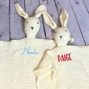 Custom Bunny Lovey | Personalized Baby Lovey | Custom Security Blanket Infant | Embroidered Name Lovey | Cream Bunny Lovey |Baby Easter Gift