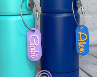 Cursive Name Keychain Tag | Small Custom Keychain | Personalized Keychain | Kids Water Bottle Name Tag | Name Tag with Wire | Bookbag Tag