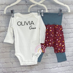 Custom Baby Set | Baby Dots Pants | Infant Pants | Grow With Me Pants | Baby Set With Name | Baby Harem Pants | Baby Girl Pants | Baby Gift
