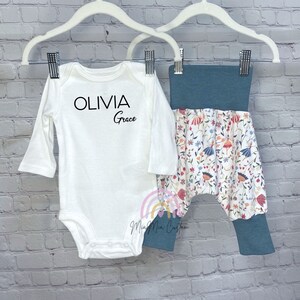 Custom Baby Fairy Set | Glitter Pants | Infant Pants | Grow With Me Pants | Baby Set with Name  | Baby Harem Pants | Baby Girl Gift