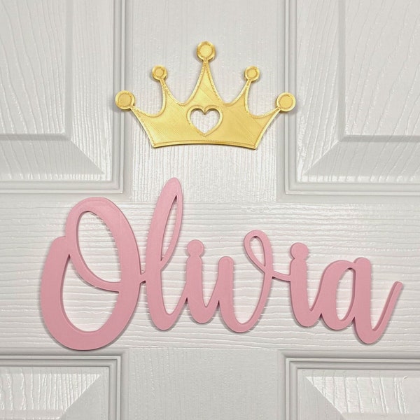 Personalized Door Sign | Name Sign Decor | 3D Printed Name Sign | Nursery Name Sign  | Wall Sign | Cursive Name Plaque | Princess Door Sign